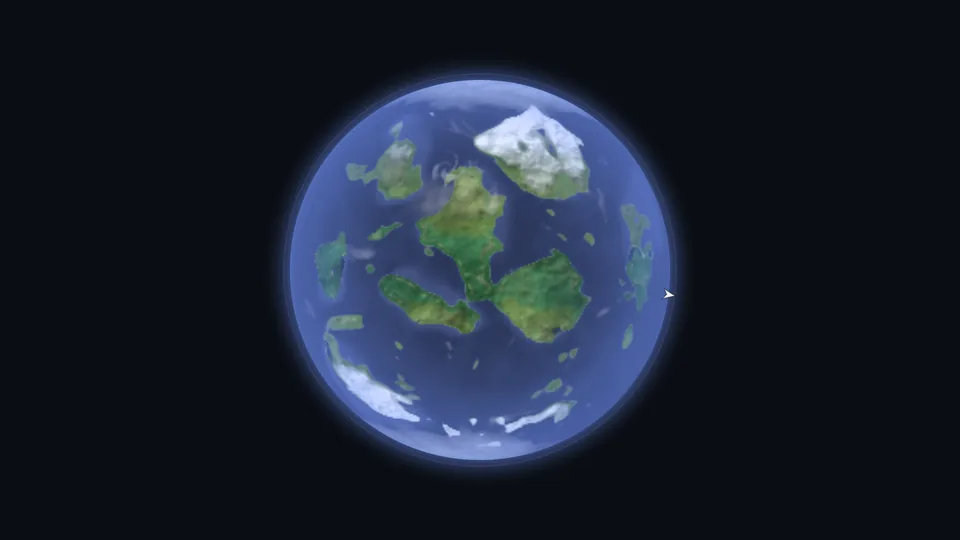 Ocean world seen from orbit in Rocket Foundry