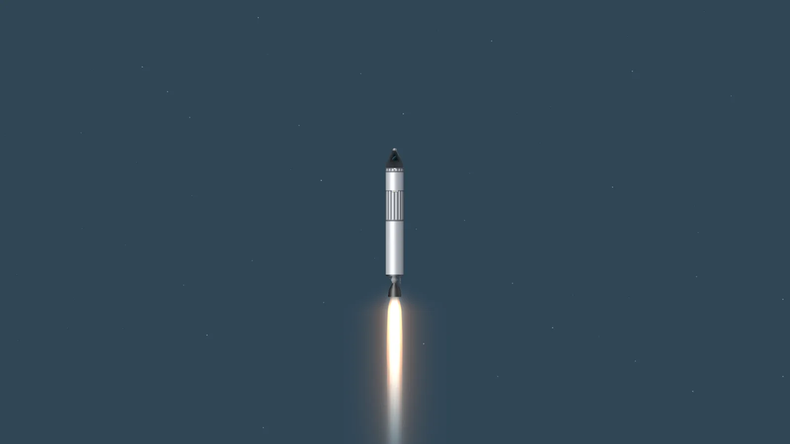 A staged rocket burn in space